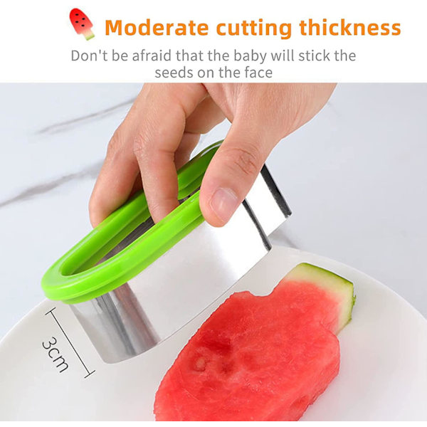 2 stk Vannmelon Cutter Melon Cutter for Creative Is Lolly Rustfritt Stål Cutter for Diy Frukt Biscuit Tool Green