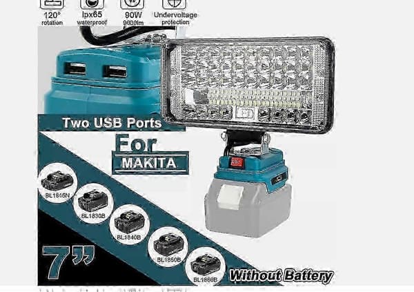 90W For Makita Li-ion Battery LED Work Light 18V Spotlight Flashlight