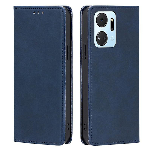 For Honor X7a 5G Calf Texture Telefonetui Magnetisk Autoabsorberet Pung Læder Stand Cover-Blå Blue, Blue Style B Honor X7a 5G
