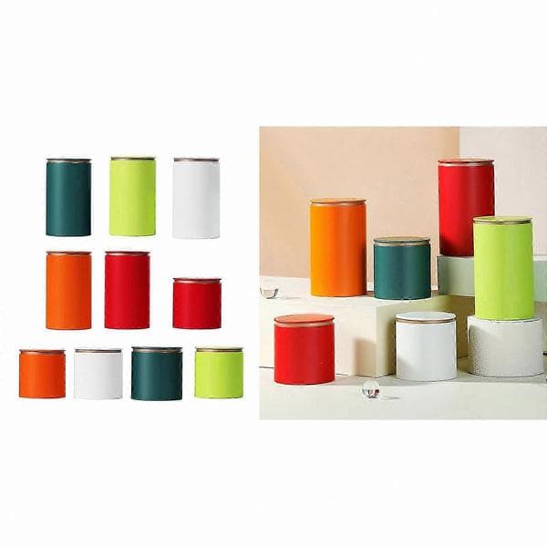 Lille rød metaldåse til opbevaring af urter, løs te og kaffe, holdbart og elegant design dark green large