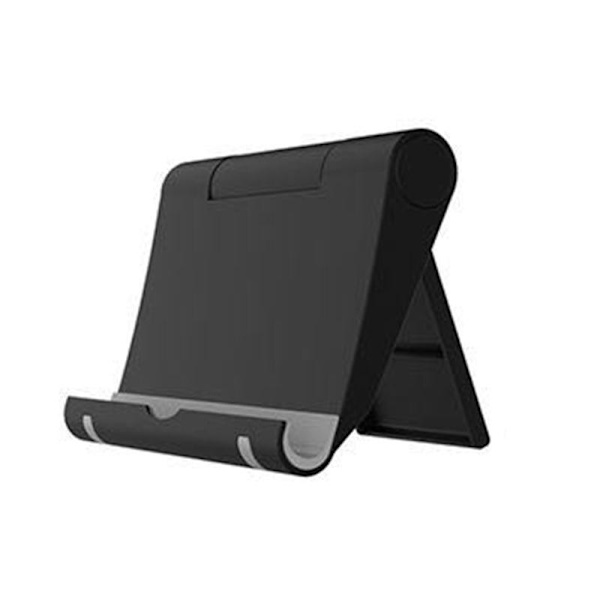 Justerbart multifunktionelt skrivebordsstativ, foldbart, sort, egnet til mobiltelefoner, tablets, iPad