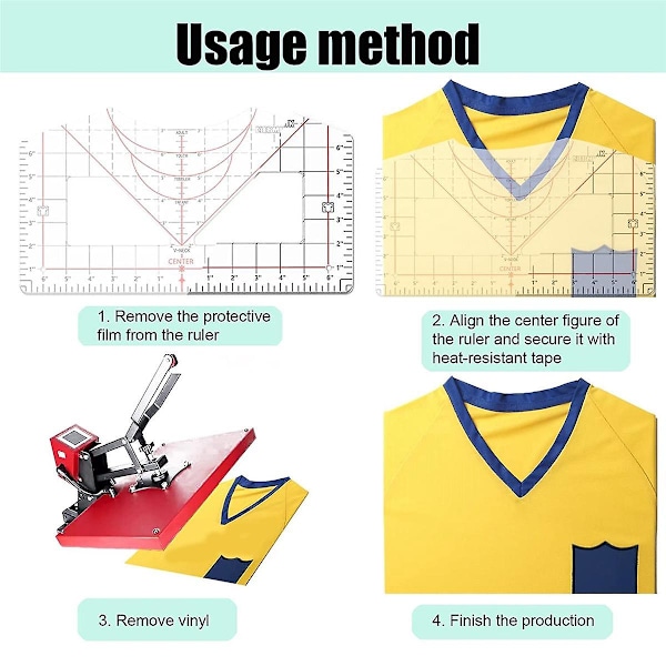 T-shirt linjal guide för vinyljustering, T-shirt linjal för att centrera design T-shirt mätverktyg med
