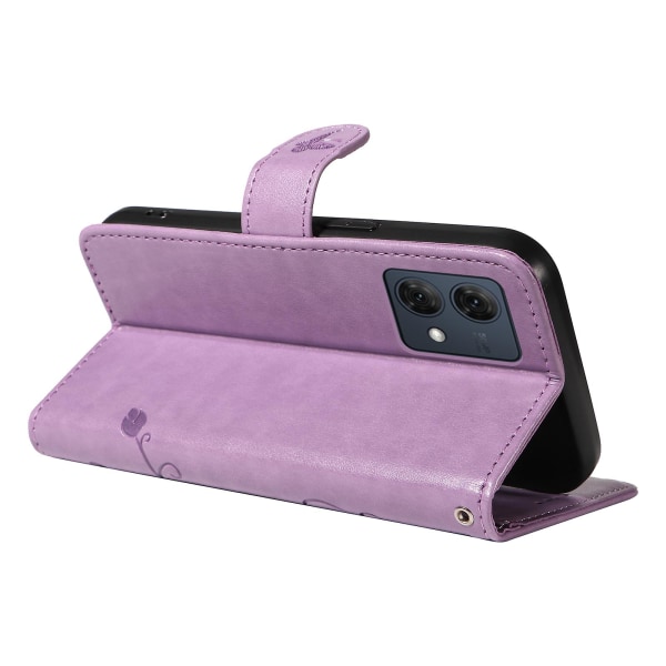 For Motorola Moto G84 5G skinntelefonveske med aprikosblomstmønster Purple