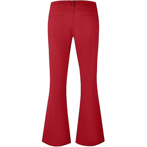 70'er Disco Bukser til Mænd Herre Bell Bottom Jeans Bukser 60'er 70'er Bell Bottoms Vintage Denim Bukser Jeans til Mænd A008-red Small