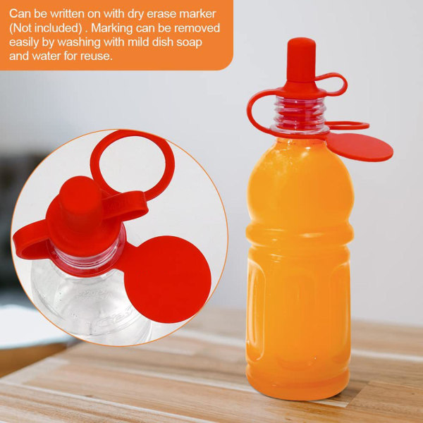 Drikflaskedæksel Anti-spild Lækagesikker silikone med skrivbar tag Nem at bruge Bærbar snap-on drinktop Tianyuhe Orange