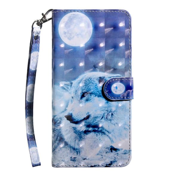 Til iPhone 14 Plus 3D Maleri Mønster Farvet Tegning Læder Telefon Cover Wolf