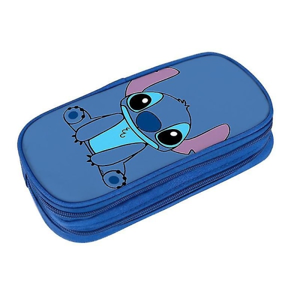 Kawaii Lilo & Stitch Dobbeltlags Penalhus Studerende Børnepapirtaske Stor kapacitet Møntpung Børnegaver style 6