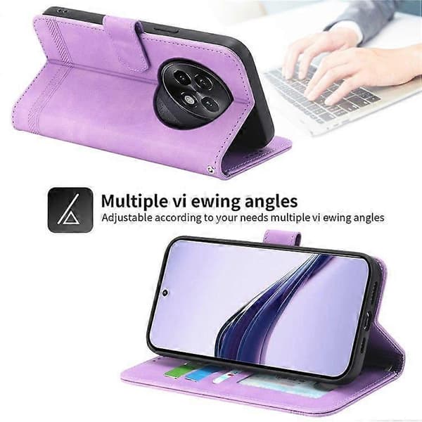 För Realme 13+(Plus) 5G Läderfodral Linjer Prägling Plånbok Telefonfodral Purple