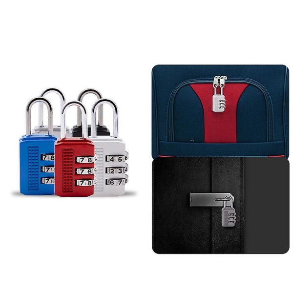 Set 7 kpl Code Padlock 3-numeroinen koodilukko (54*23*11mm)