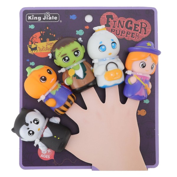 5 st Halloween Finger Puppets Barn Tecknad Söta Finger Puppets Set För Halloween Party Skola