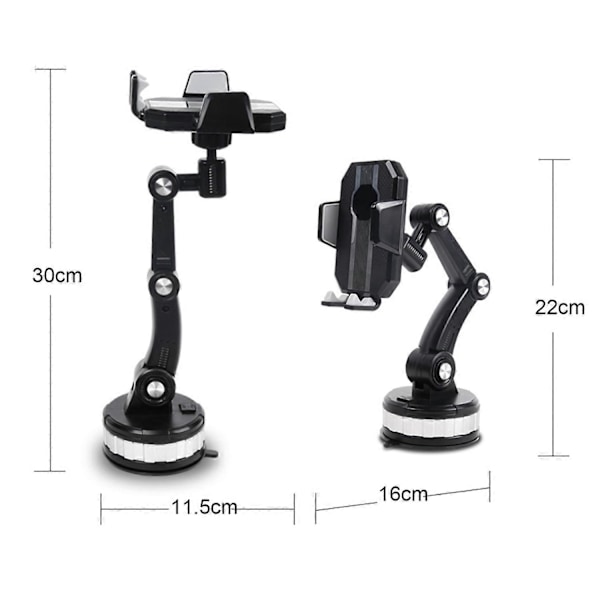 Mobiltelefonholder med Lås Sucker Stativ Opladningsport Ergonomisk Design Justerbar Foldbar 360