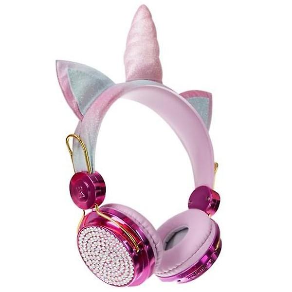Huvudmonterade barnhörlurar Bluetooth stereohörlurar - Universal Mikrofon Unicorn hörlurar för mobiltelefoner och datorer