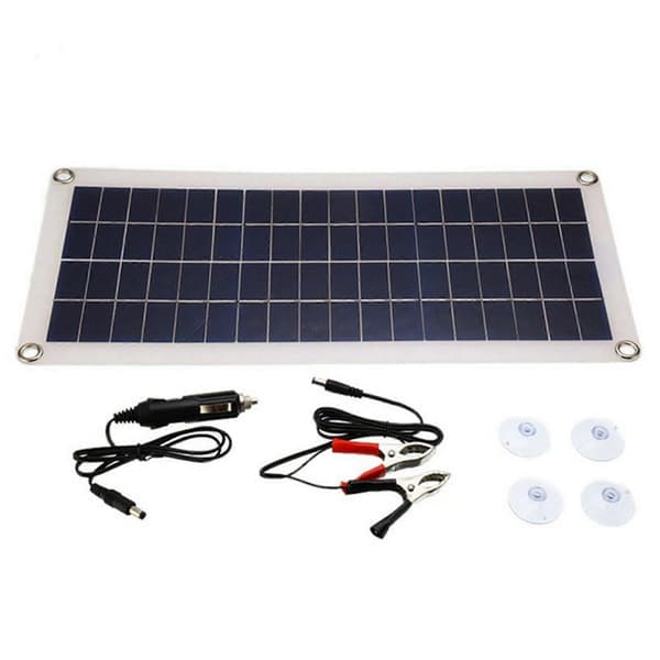 2X 8W 12V Fleksibelt Solcellepanel med Dobbel USB/DC Effektiv Bilbatterilading Camping Black