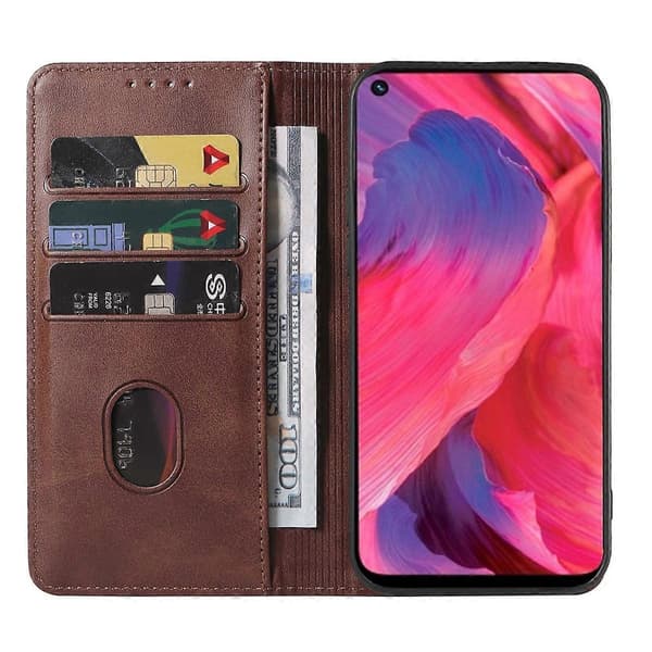 Magnetisk læder telefoncover til OPPO A74 5G Brown
