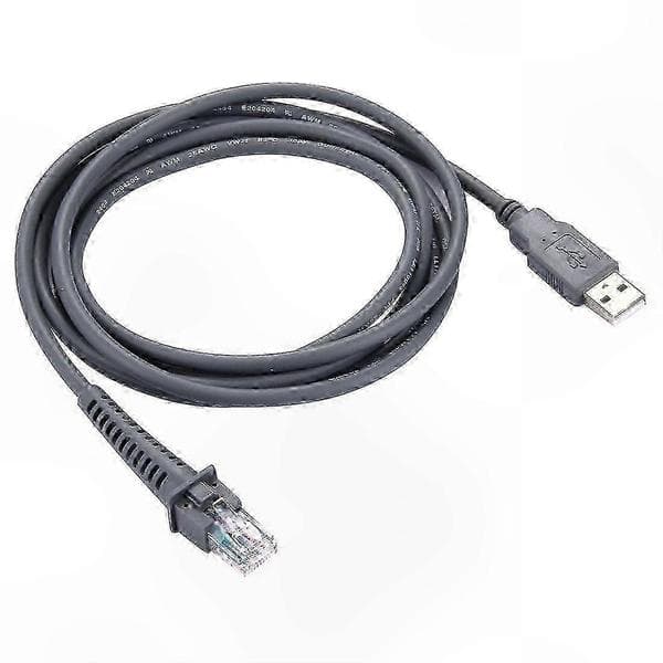 2m USB A hann til RJ45 skannerkabel for strekkodeskannere (grå) Grå