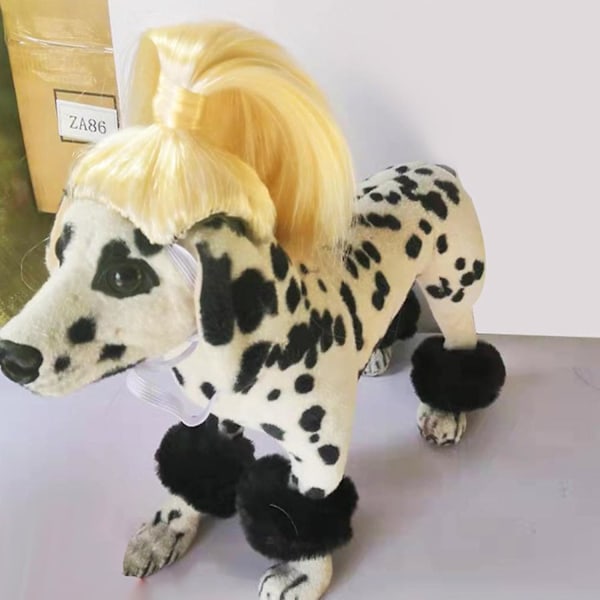 Blond hästsvans peruk för husdjur, med justerbara elastiska band Kreativa peruker för husdjur Hund katt cosplay peruker Husdjurskläder Husdjurshuvudbonader Kläder Leksak #1