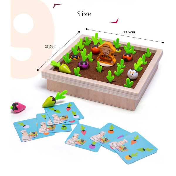 Wooden Educational Toys for Kids Vegetable Memory Matching Game Montessori Radish Frame Gift for Toddlers 3 Years Old New WITH Gift box