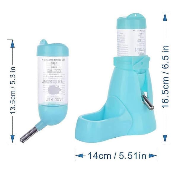 Drickflaska med matbehållare, blå - liten husdjursvattenflaska + 80 ml