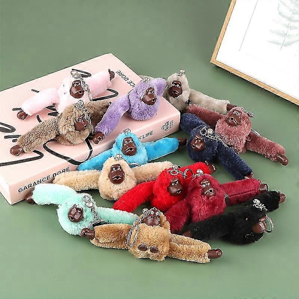 Söt Plush-Apa Nyckelring Orangutang Nyckelring På Byxväskans Bilprydnad - Rabatt Black 1PC