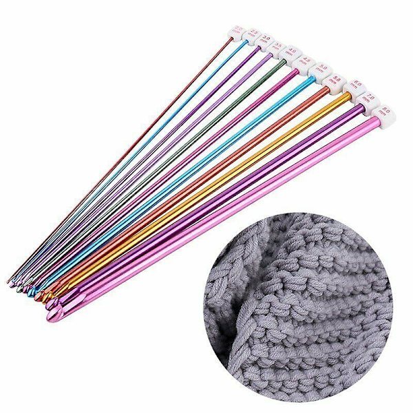 Set med 11 10,6" 2-8 mm tunisiska virknålar i aluminium xixl