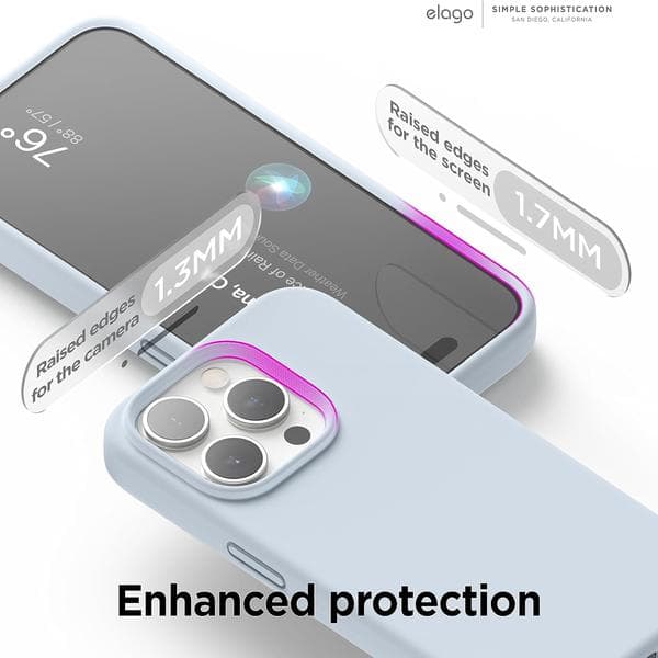 Flydende silikonecover kompatibelt med iPhone 15 Pro, Lyseblå