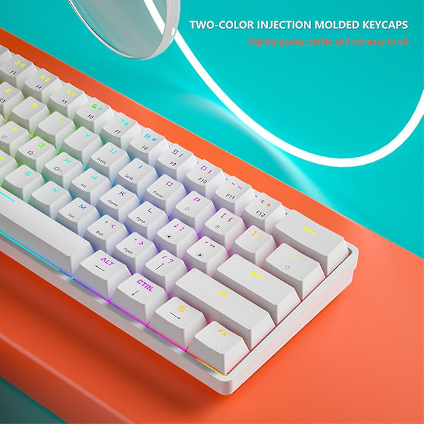 Trådbunden 60% Mekaniskt Speltangentbord RGB Bakgrundsbelyst Kompakt 61 Tangenter Mini Tangentbord Med Blå Brytare För Windows PC