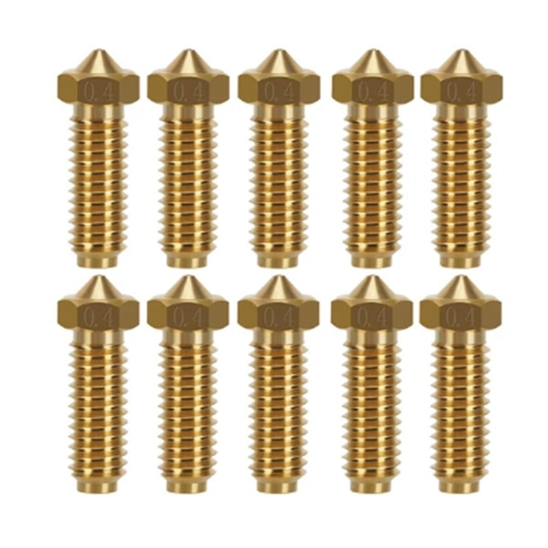 10 st mässingsmunstycken för 2 munstycken 0,4 mm högflöde ,75 mm filament 3D-skrivare Gold