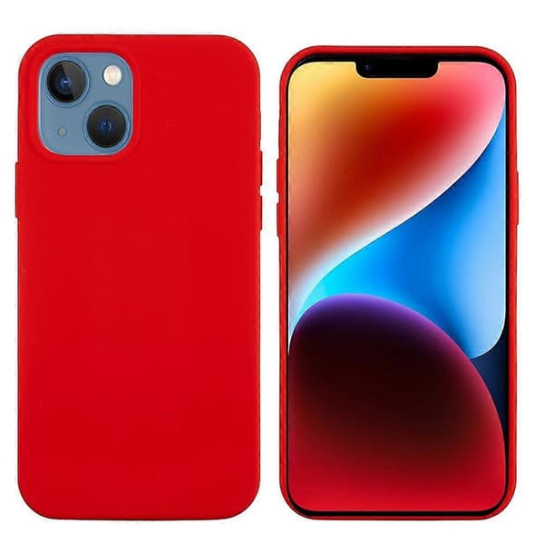 Ensfarvet silikone telefoncover til iPhone 15 Red For iPhone 15 Plus