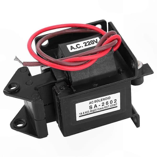220V AC elektromagnet med 15 mm slaglængde og 19,6N kraft til push-pull applikationer