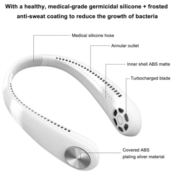 Halsventilator - Genopladelig Bærbar Ventilator med Halsrem Halsventilator Hvid hvid