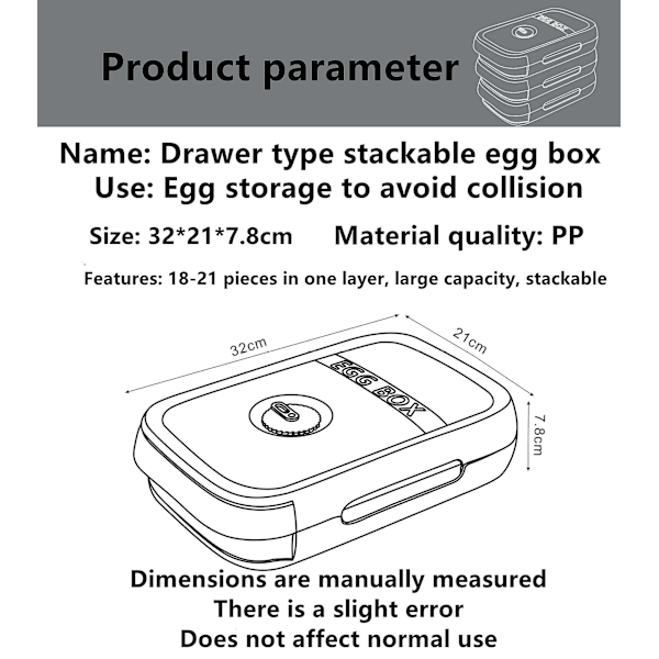 Egg Oppbevaringsboks, Stable Plast Egg Kurver Kjøleskap Organisasjoner For 18 Egg Eller Flere Egg, Praktisk Egg Dispenser White