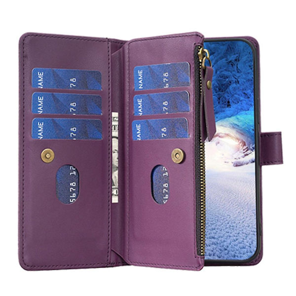 För Samsung A34 5G Enfärgad Blixtlåsväska Case Bf19 Modell Mörklila Dark purple Style D Samsung Galaxy A34 5G