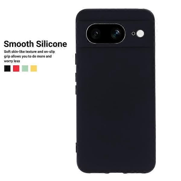 Kompatibel med Google Pixel 8 Anti-Fingeravtryck Mobilskal Flytande Silikon+Mjukt Foder Telefonfodral Baksida Black