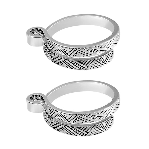 2 stk strikke- og heklenålsringer, justerbare heklenålsfingerringer, spenningsringer, åpne garnføringer, fingerklips, heklenålsbeskyttelse Gold 2pcs