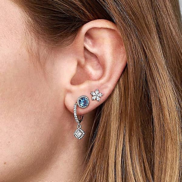 Pandora Sparkling Snowflake Silver Örhängen 299239C01, Inkluderar Originalask