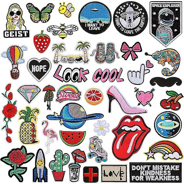 Embroidery Iron-on Patch, Sew-on Patch, 42pcs Iron-on Patches Embroidered Badge For Clothing T-shirt Jeans Backpacks Diy