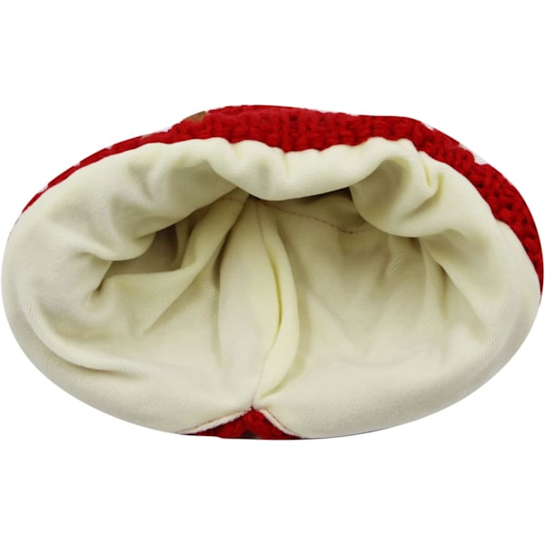 Søt Hjorte-Elg Hodeplagg Babyhatt Vinter Varmt Plysj Strikket Ørevarmer Bonnet Gutter Jenter Caps Beanie med Hakestropp Red One Size