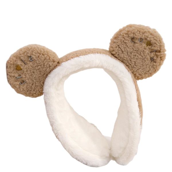 Öronmuffar med hög studs, droppsäkra, andningsbara, halkfria, vindtäta, pannbandsmodell, öronöverdrag för flickor, vinteraccessoar Beige One Size