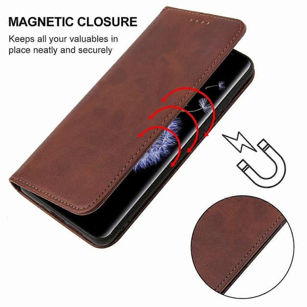 Magnetisk læder telefoncover til Samsung Galaxy S9 Plus Brown