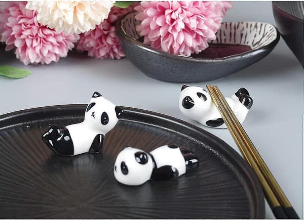6 stk. Søde Keramiske Panda Spisepinde Hvile Stativ Holder til Spisepinde, Keramisk Vare Spisepinde Stativ Hvile
