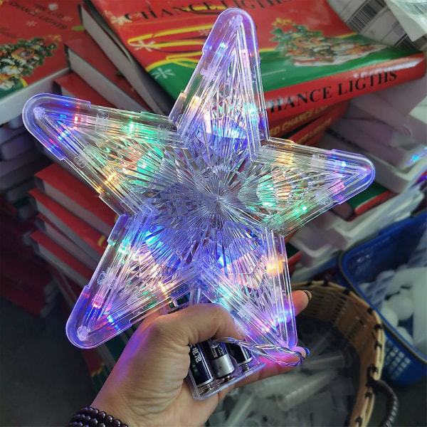 3d Hollow Star Tree Topper Led Fargerike Lys Pendant Christmas Outdoor Decor Colourful 30Lights
