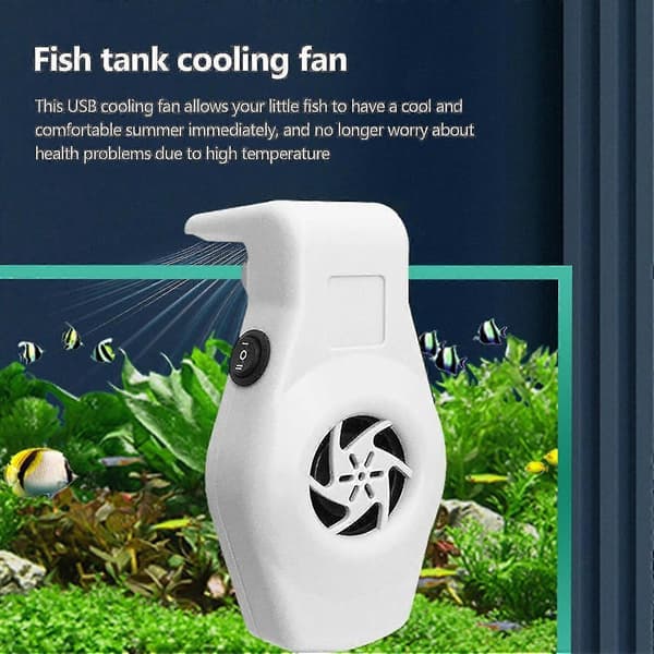 Akvariumkøler, akvariumkølesystem med lav støj, køleventilator, akvarium minikøler White