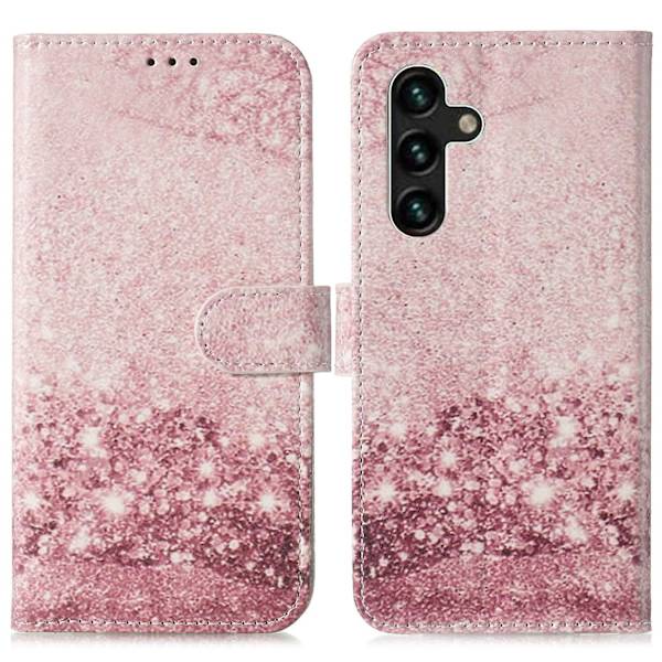 För Samsung Galaxy A35 Läderfodral Case printed Folio Cover Marmor Pink gold Style B Samsung Galaxy A35 5G