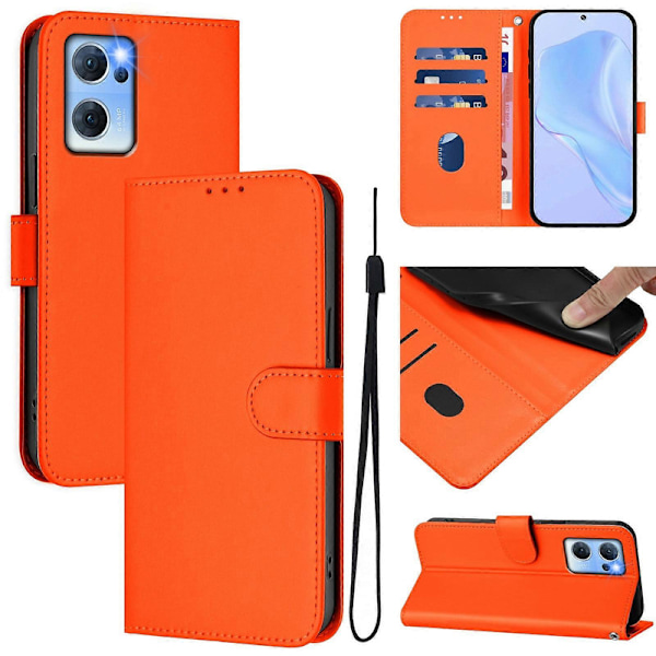 Lanyard PU Etui Til OPPO Reno7 5G Global Orange