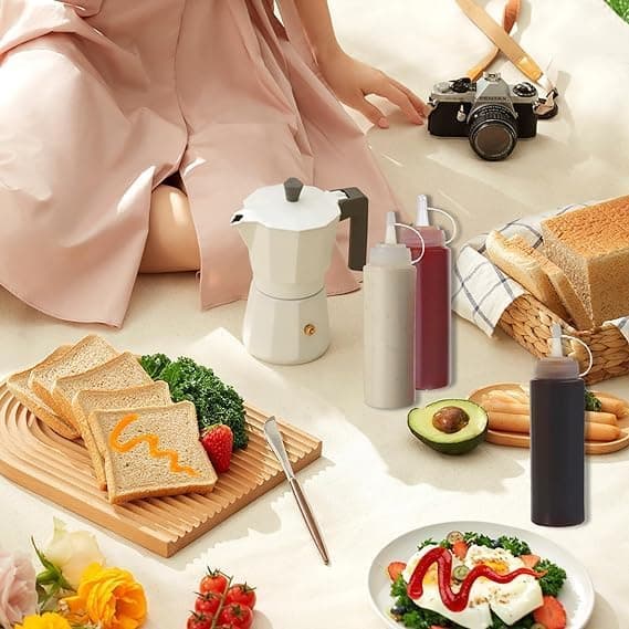 6 pcs 8 oz Spice Bottle, Sauce Bottles, Plastic