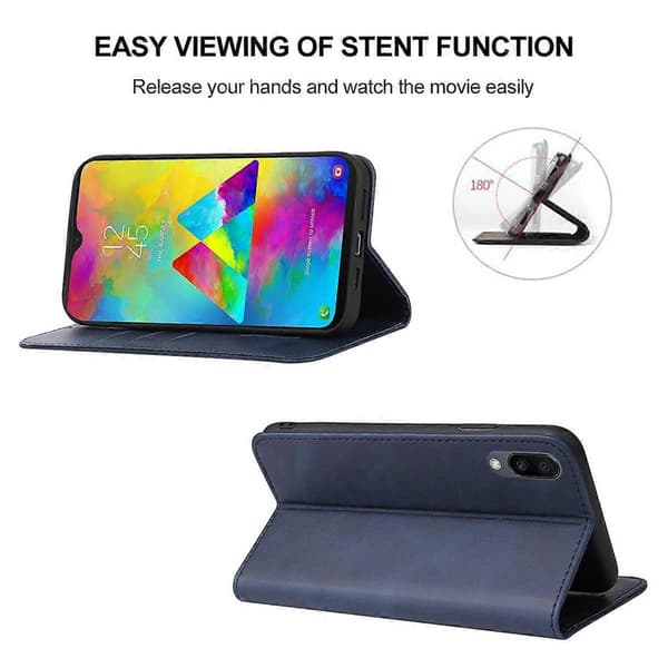 Magnetiskt läderfodral för Samsung Galaxy M20 Blue