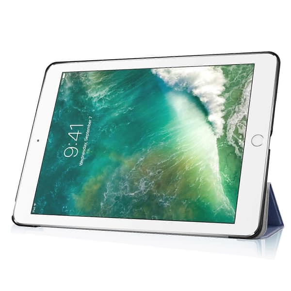 Tri-fold stativ letvægts fuld beskyttelse smart læder tablet cover til iPad 9.7 (2018) 9.7 (2017) Dark blue Dark Blue