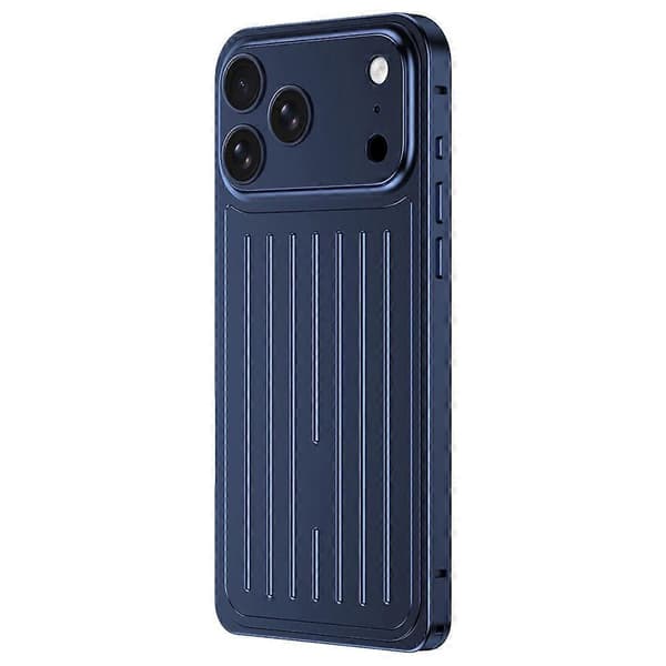 Kompatibelt fodral för iPhone 17 Pro Max med sjöhästspänne, bagagedesign, telefonfodral i aluminiumlegering Blue