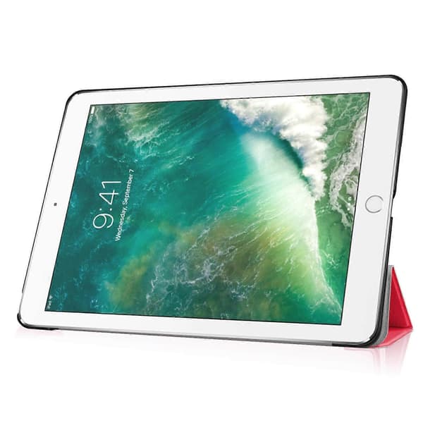 Tri-fold stativ letvægts fuld beskyttelse smart læder tablet cover til iPad 9.7 (2018) 9.7 (2017) Red Red