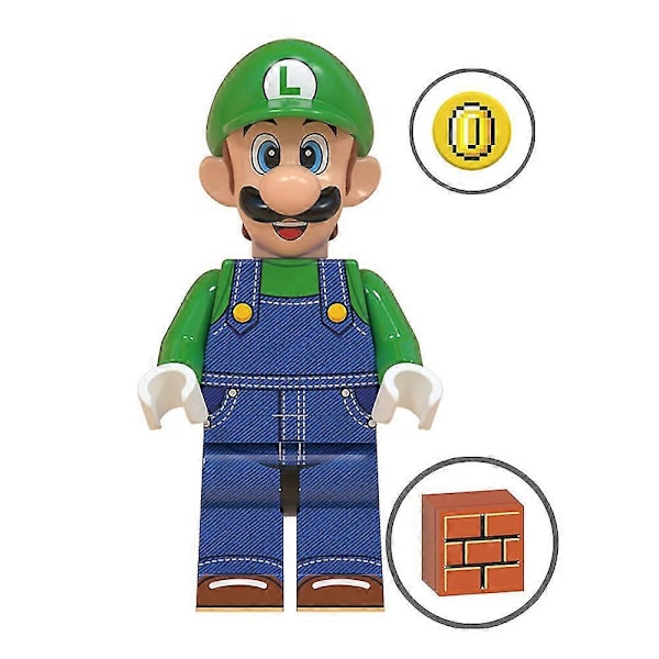 8-pack Super Mario Bros Mini Actionfigurer Luigi Mario Cartoon Spel Minifigur Byggstenar Set Små Figurer Leksaker För Barn Pojkar Flickor